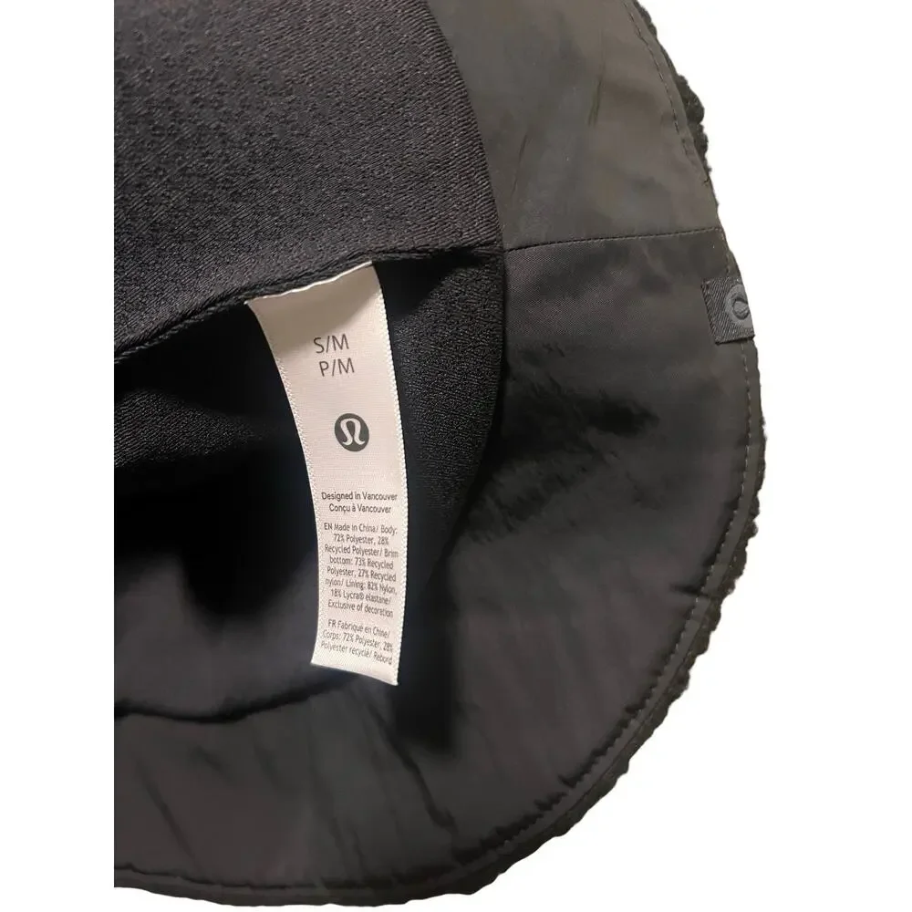 Lululemon Black Sherpa Fleece Bucket Hat with Buckle Detail S/M (0924)